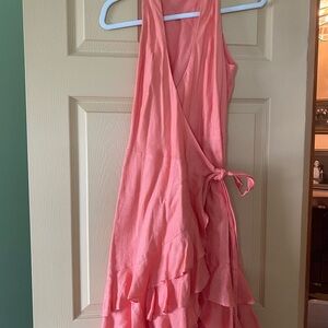 Ralph Lauren Linen wrap ruffle dress, Size 6